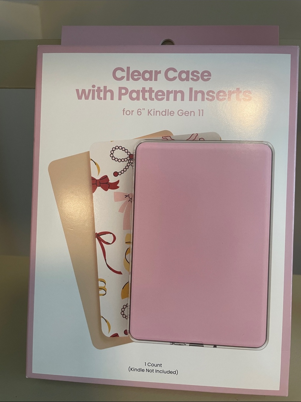 Clear Case with Pattern Inserts for 6" Kindle Gen 11 - Pink